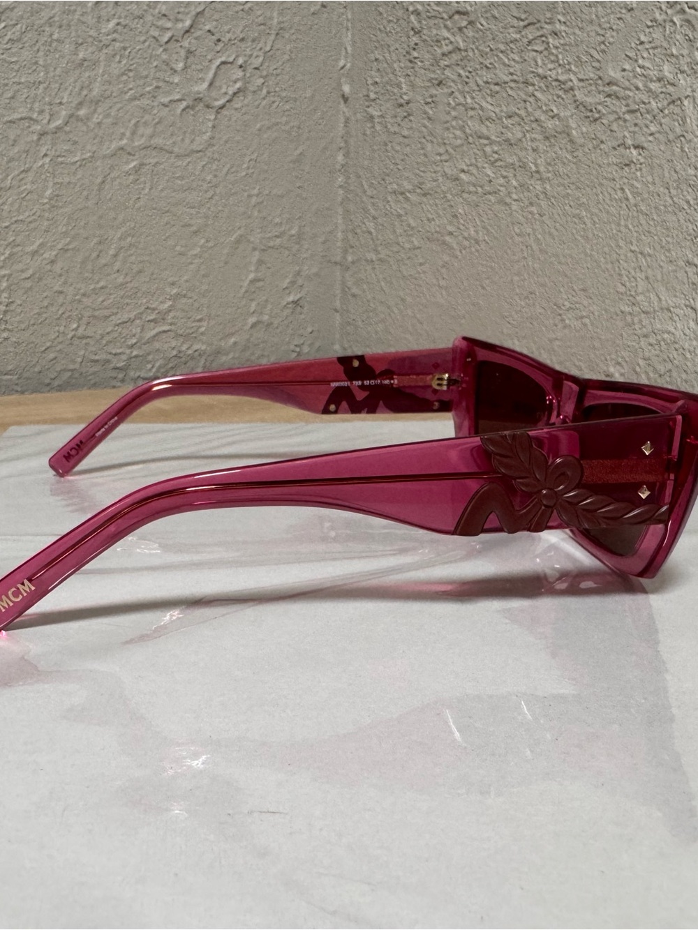MCM Fuchsia Floral-Applique Rectangular Sunglasses
